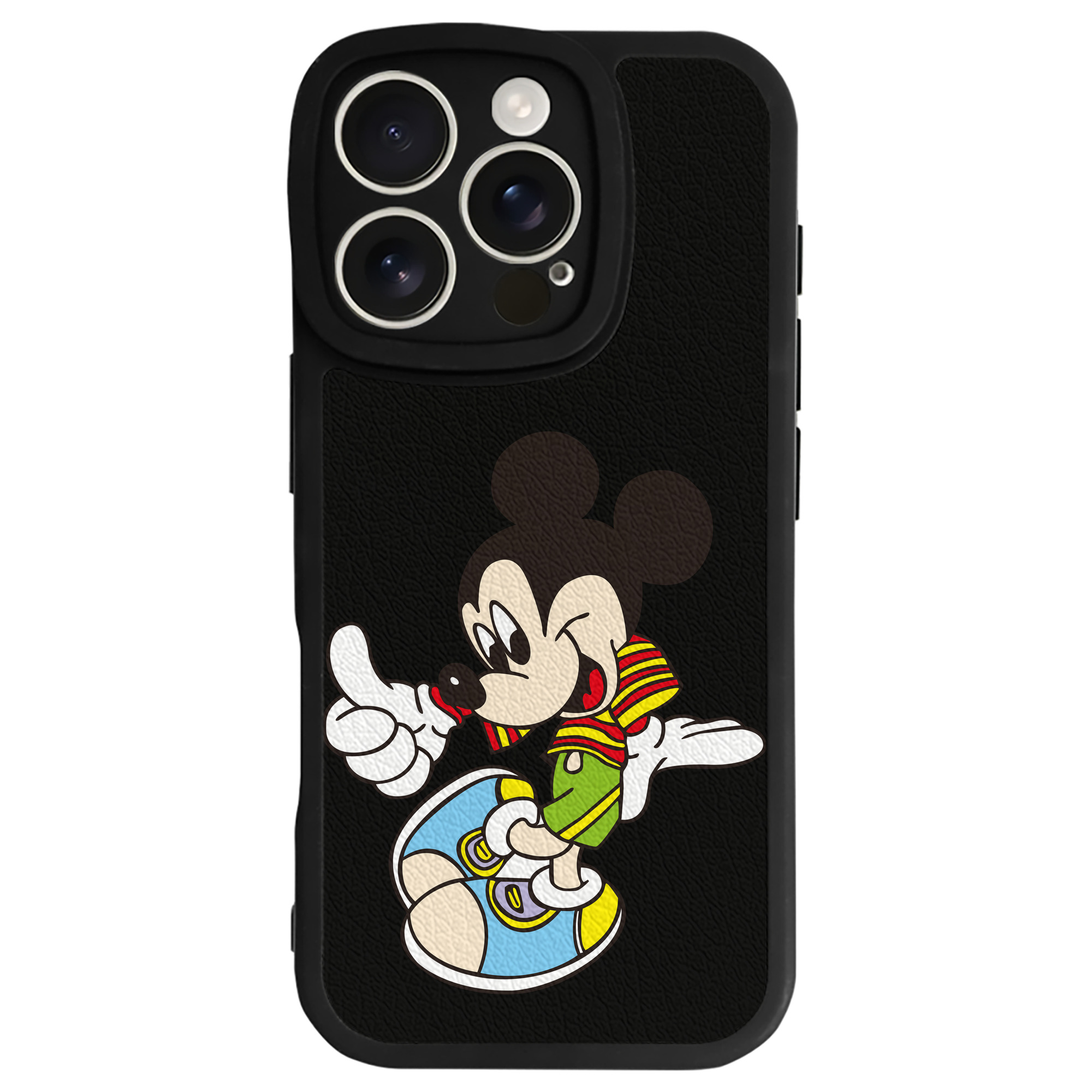 （画像用） ミッキーマウス Mickey Mouse 【iPhone 16シリーズ対応】シリコンスマホケース（レザー調） 材質：シリコン